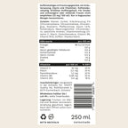 Alle Zutaten offen deklariert: ON Power Drink – Schweizer Energy-Drink-Alternative mit Koffein, Kräuterauszug und Vitaminen.