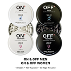 ON • OFF Family Box mit ON und OFF MEN sowie ON und OFF WOMEN, vier Dosen mit insgesamt 400 Kapseln.