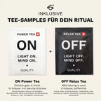 ON Power Tea und koffeinfreier OFF Relax Tea als Tee-Samples der ON • OFF Family Box.