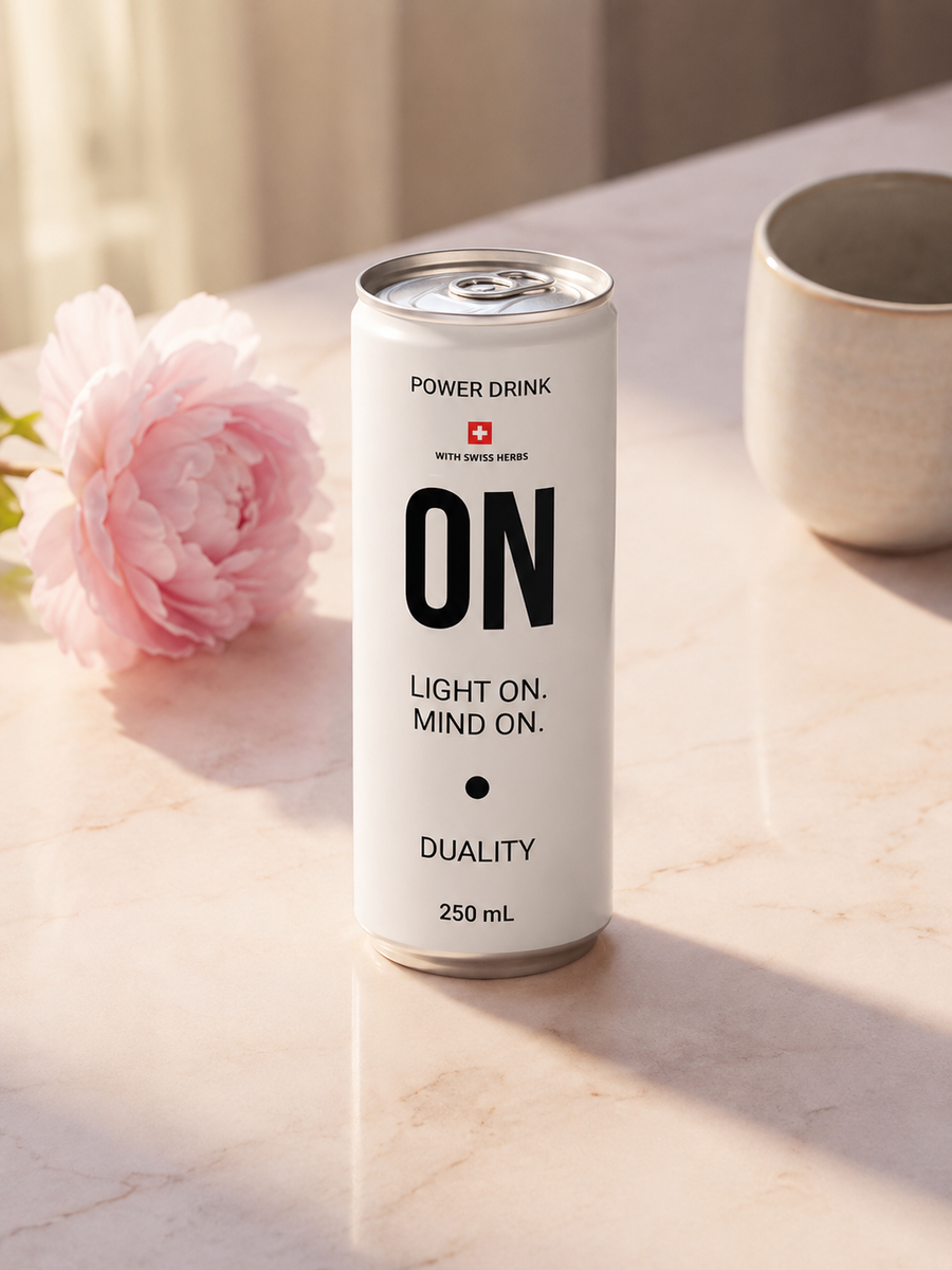 ON Power Drink Dose – Schweizer Kräuter-Erfrischungsgetränk für den Morgen von ON•OFF Duality, 250 ml