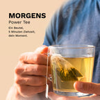 ON Power Tea mit Sencha als morgendliches Tee-Ritual bei fünf Minuten Ziehzeit.