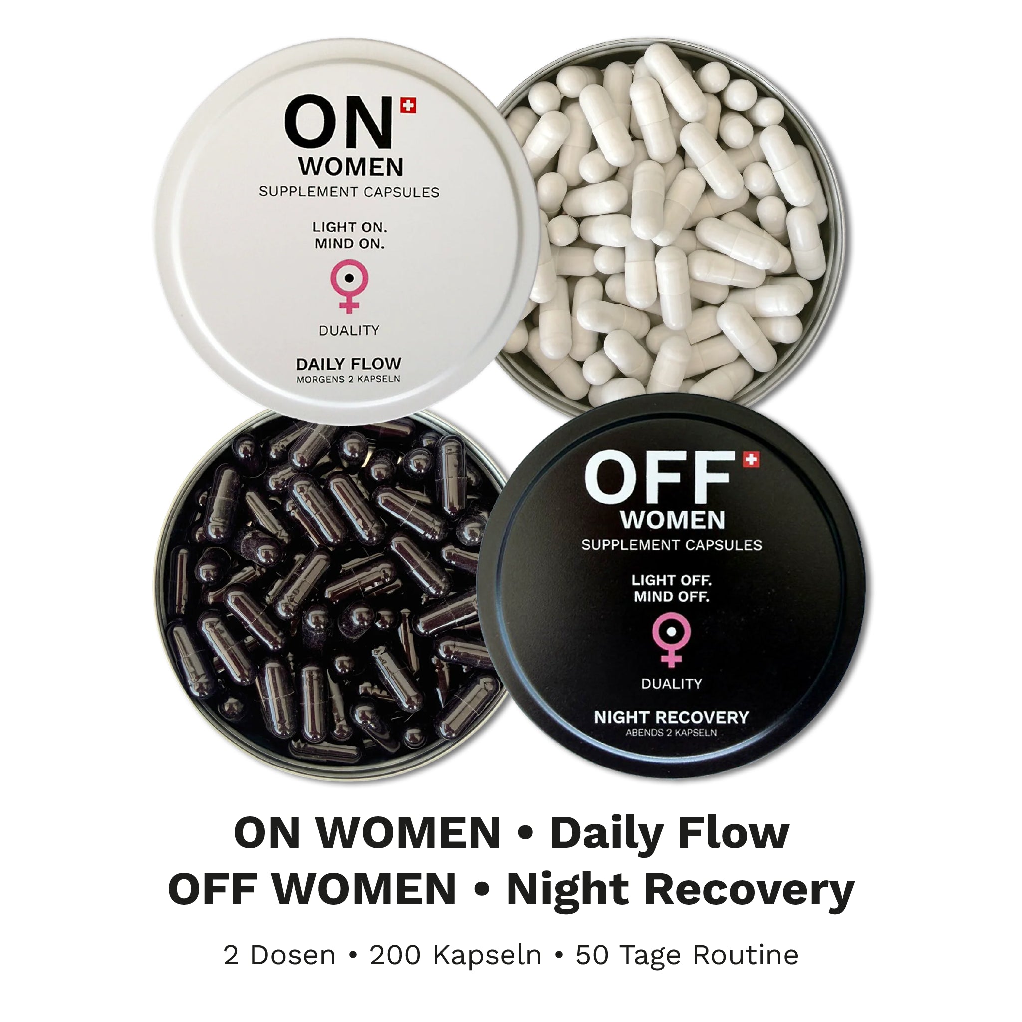 ONOFF Women Box mit ON Women Daily Flow und OFF Women Night Recovery – 200 Kapseln für 50 Tage
