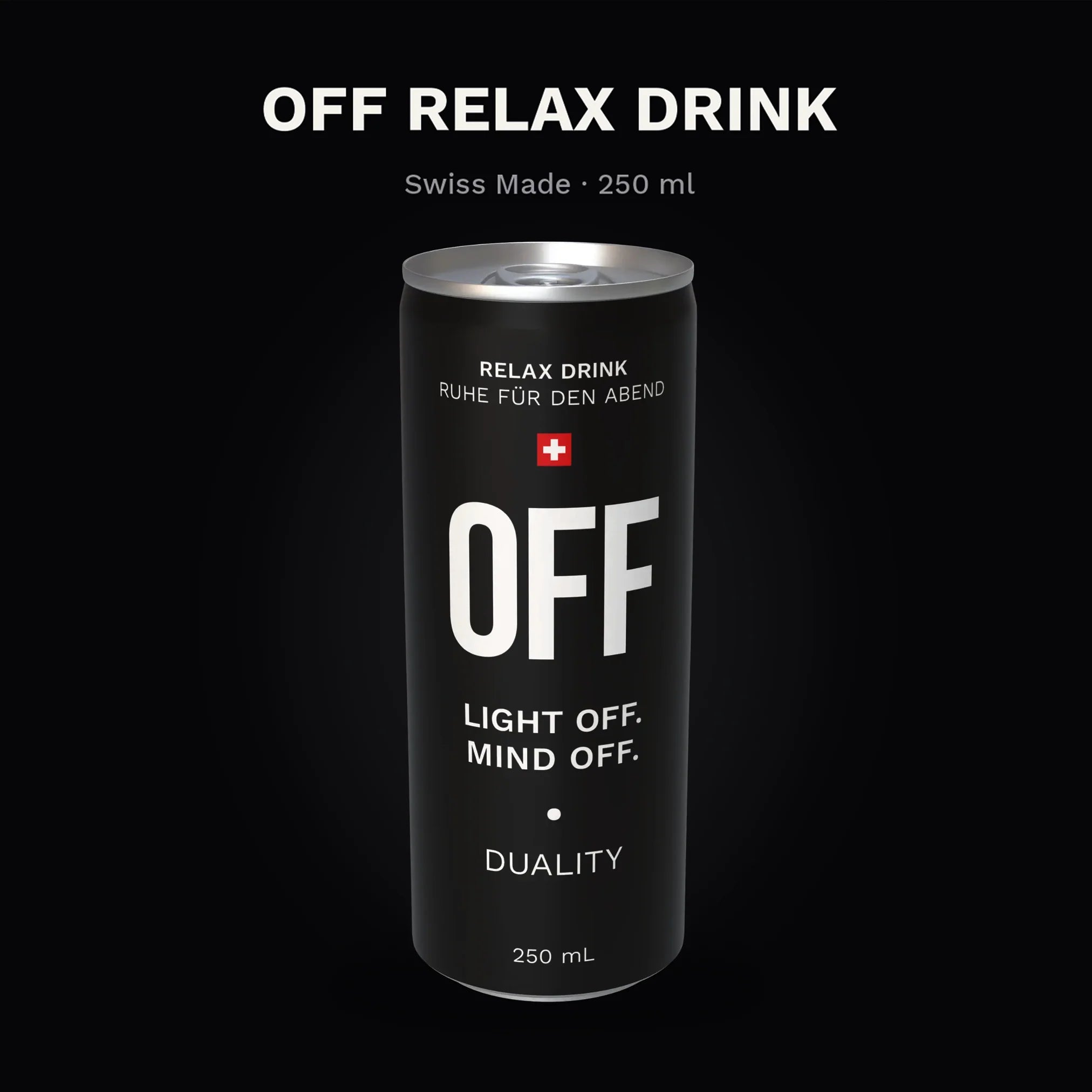 Relax Drink aus der Schweiz: OFF – das koffeinfreie Gegenstück zum Energy Drink mit Kräuterauszug, Magnesium und Glycin.