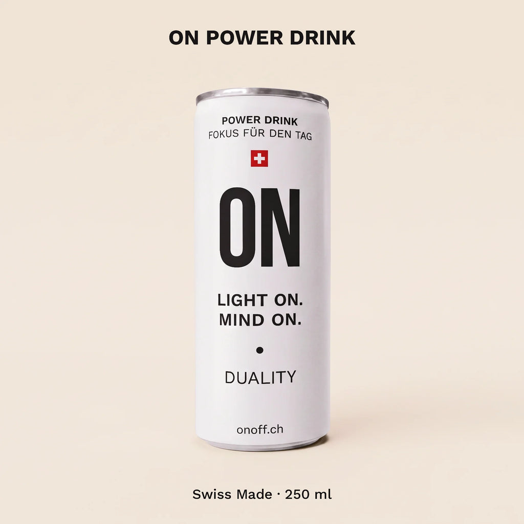 Schweizer Energy-Drink-Alternative: ON Power Drink mit 80 mg Koffein und Kräuterauszug – Swiss Made, 250 ml.